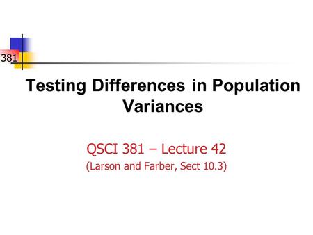 Testing Differences in Population Variances
