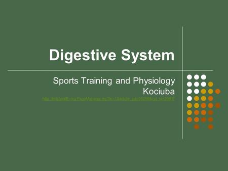 Digestive System Sports Training and Physiology Kociuba