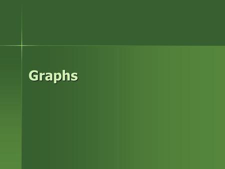 Graphs. Definitions A graph is two sets. A graph is two sets. –A set of nodes or vertices V –A set of edges E Edges connect nodes. Edges connect nodes.