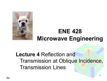 1 RS ENE 428 Microwave Engineering Lecture 4 Reflection and Transmission at Oblique Incidence, Transmission Lines.