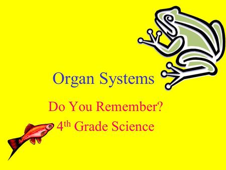 Organ Systems Do You Remember? 4 th Grade Science.