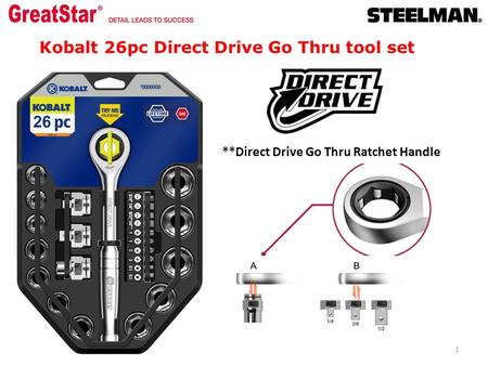 **Direct Drive Go Thru Ratchet Handle Kobalt 26pc Direct Drive Go Thru tool set 1.