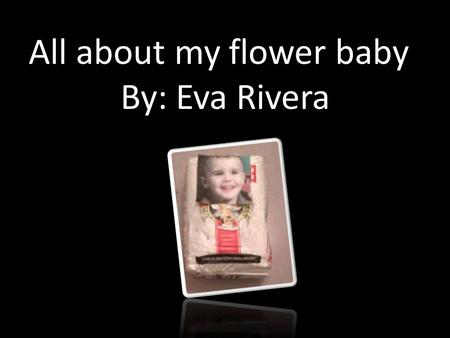 All about my flower baby! By: Eva Rivera. My flour baby is a boy and it is called Justin Bieber. He has lots of nicknames like Justin, Bieber, the biebes,