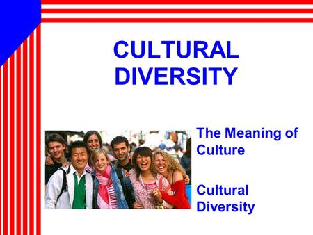 CULTURAL DIVERSITY The Meaning of Culture Cultural Diversity.