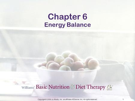 Copyright © 2009, by Mosby, Inc. an affiliate of Elsevier, Inc. All rights reserved.1 Chapter 6 Energy Balance.