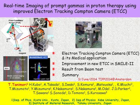 Real-time Imaging of prompt gammas in proton therapy using improved Electron Tracking Compton Camera (ETCC)  TP C Pixel Scintillator Arrays (PSA) RI reagent.