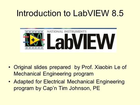 Introduction to LabVIEW 8.5