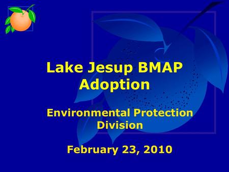 Lake Jesup BMAP Adoption Environmental Protection Division February 23, 2010.