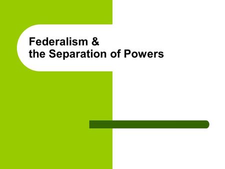 Federalism & the Separation of Powers. 2003 Copyright © by W.W. Norton and Company 2003.