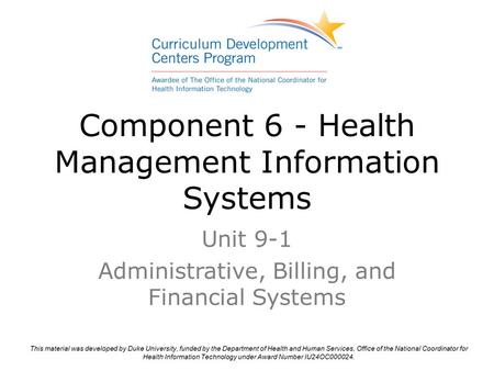 Component 6 - Health Management Information Systems