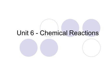 Unit 6 - Chemical Reactions. Law of Conservation of Mass Atoms never disappear Atoms last forever How things are bonded may change, but the total number.