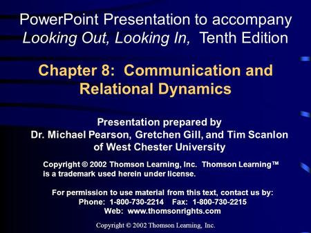 Chapter 8: Communication and Relational Dynamics