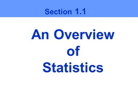 An Overview of Statistics Section 1.1. Ch1 Larson/Farber What is data? Data Consists of information coming from observations, counts, measurements, or.