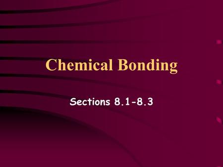 Chemical Bonding Sections 8.1-8.3. Objectives Identify types of chemical bonds Revisit Lewis symbols Analyze ionic bonding Compare and contrast ionic.