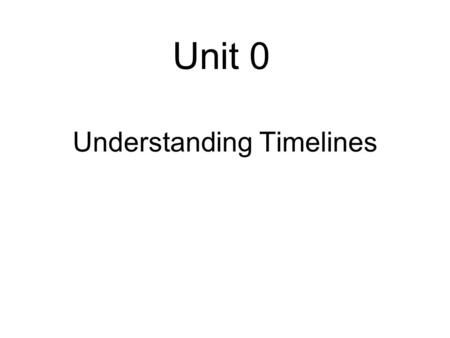 Understanding Timelines Unit 0. Timeline Human history is divided into 2 parts, called BC and AD. BC AD.