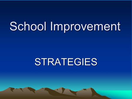 School Improvement STRATEGIES Build Relationships Administrative TeamAdministrative Team (Faculty, Students, Parents)