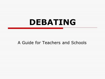 A Guide for Teachers and Schools
