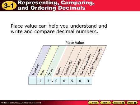 Additional Example 1: Reading and Writing Decimals