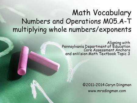 Math Vocabulary Numbers and Operations M05