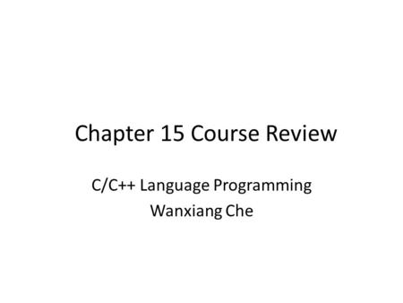 C/C++ Language Programming
