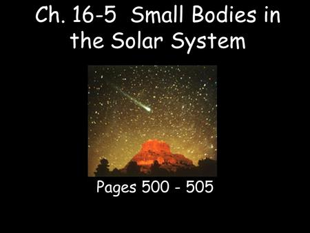 Ch Small Bodies in the Solar System