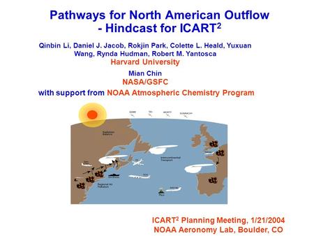 Pathways for North American Outflow - Hindcast for ICART 2 Qinbin Li, Daniel J. Jacob, Rokjin Park, Colette L. Heald, Yuxuan Wang, Rynda Hudman, Robert.