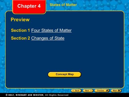 Chapter 4 Preview Section 1 Four States of Matter