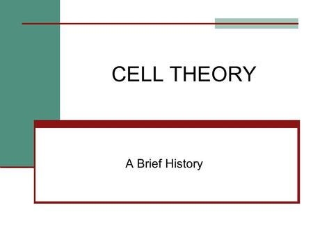 CELL THEORY A Brief History. Robert Hooke named the cell [1665] based on observations of the cell walls of cork tissue.