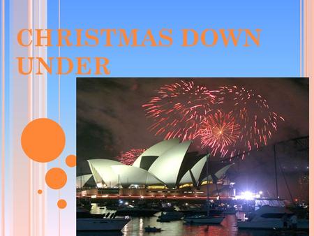 CHRISTMAS DOWN UNDER. A USTRALIA Christmas in Australia is not like anywhere else! Everything is topsy turvy since December is one of the hottest months.