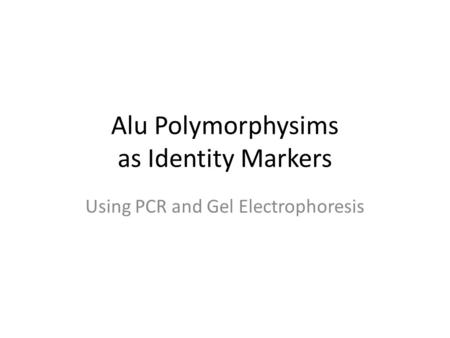 Alu Polymorphysims as Identity Markers Using PCR and Gel Electrophoresis.