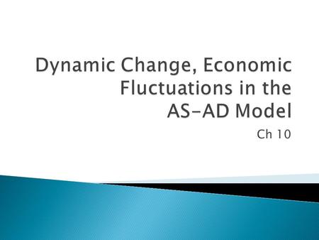 Ch 10.  Analyze the impact of unanticipated changes in aggregate demand and short run aggregate supply  Evaluate the economy’s self-correcting mechanism.