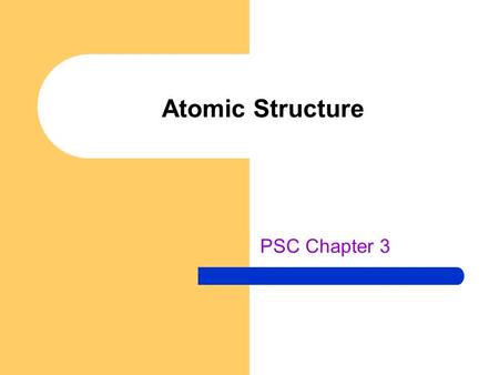 Atomic Structure PSC Chapter 3. Atomic Theory of Matter Evidence of atoms Law of Definite Proportions Law of Conservation of Mass Law of Multiple Proportions.