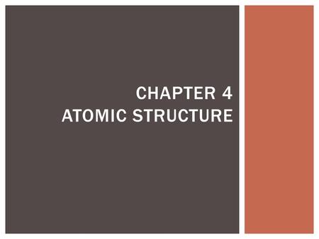 CHAPTER 4 ATOMIC STRUCTURE.  Define Democritus’s ideas about atoms  Explain Dalton’s Atomic Theory  Identify what instrument is used to observe individual.