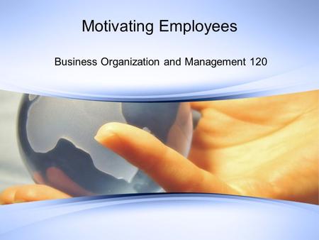 Motivating Employees Business Organization and Management 120.