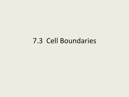 7.3 Cell Boundaries Fluid compartments in our bodies are separated by membranes.