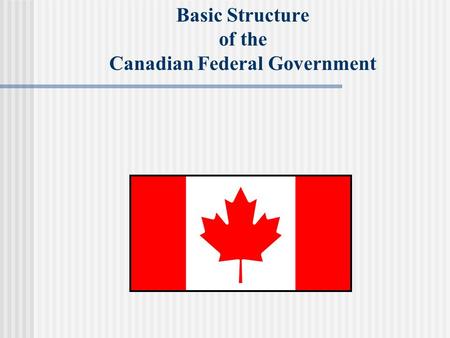 Basic Structure of the Canadian Federal Government.