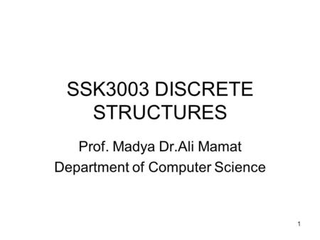 SSK3003 DISCRETE STRUCTURES
