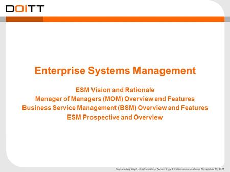 Enterprise Systems Management