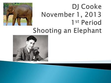 DJ Cooke November 1, st Period Shooting an Elephant