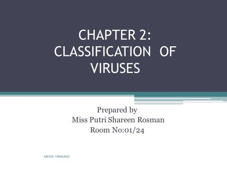 CHAPTER 2: CLASSIFICATION OF VIRUSES