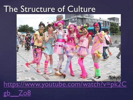 The Structure of Culture https://www.youtube.com/watch?v=pk2C gb__Zo8 https://www.youtube.com/watch?v=pk2C gb__Zo8 https://www.youtube.com/watch?v=pk2C.