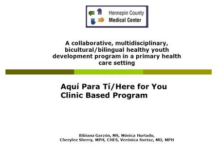 A collaborative, multidisciplinary, bicultural/bilingual healthy youth development program in a primary health care setting Aquí Para Tí/Here for You Clinic.