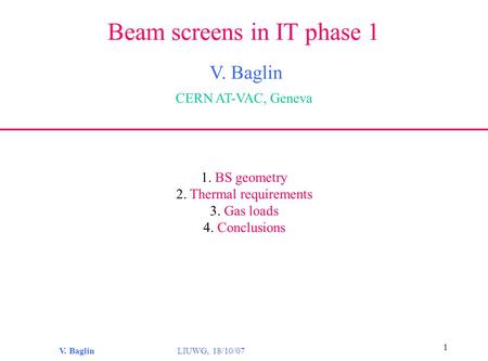 Beam screens in IT phase 1