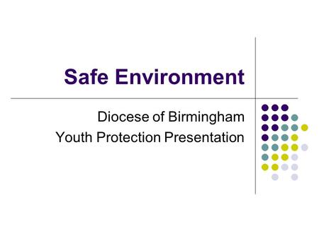 Safe Environment Diocese of Birmingham Youth Protection Presentation.