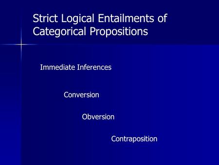 Strict Logical Entailments of Categorical Propositions