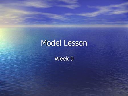 Model Lesson Week 9. Websites (debrief)
