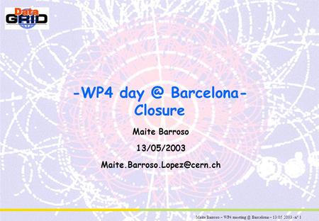 Maite Barroso – WP4 Barcelona – 13/05/2003 - n° 1 -WP4 Barcelona- Closure Maite Barroso 13/05/2003