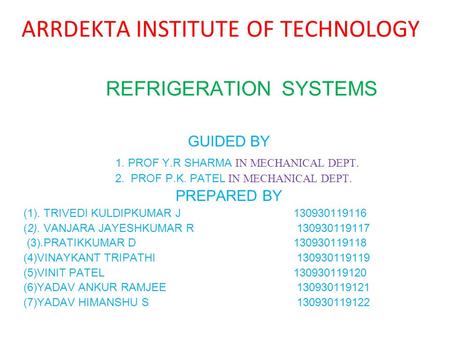 REFRIGERATION SYSTEMS