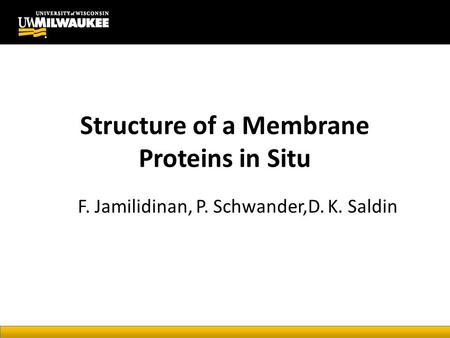 Structure of a Membrane Proteins in Situ F. Jamilidinan, P. Schwander,D. K. Saldin.
