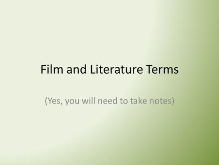 Film and Literature Terms